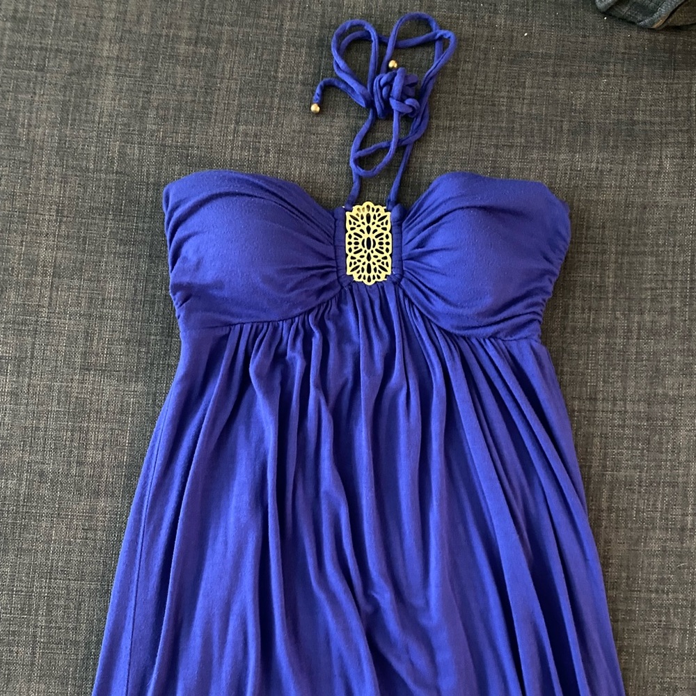 Blue Maxi Dress - Multi-way halter strap